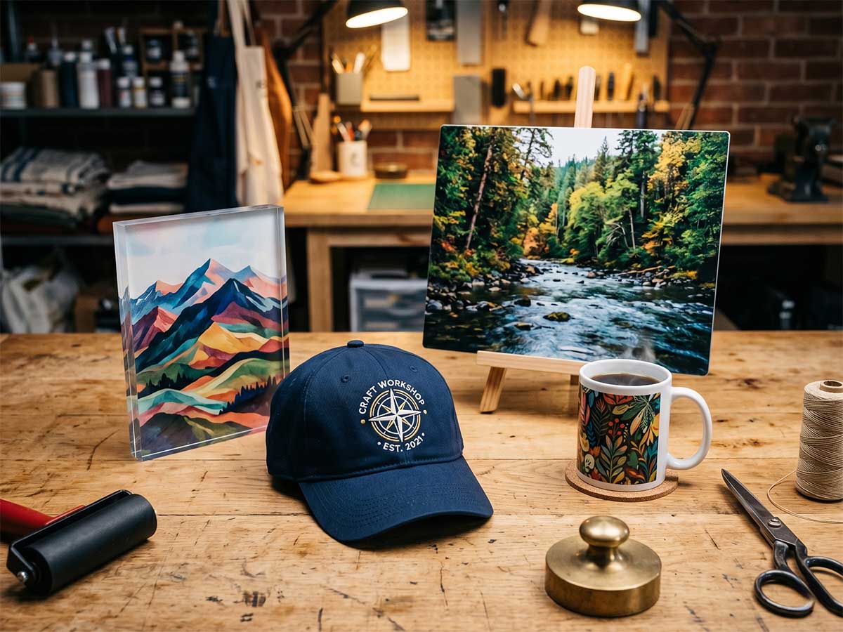 Bespoke printed objects on a studio workbench